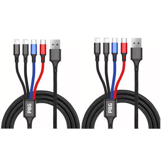4-in-1 Multi Charging Cable 2 Pack - Phone/Type C/Micro USB, 4FT