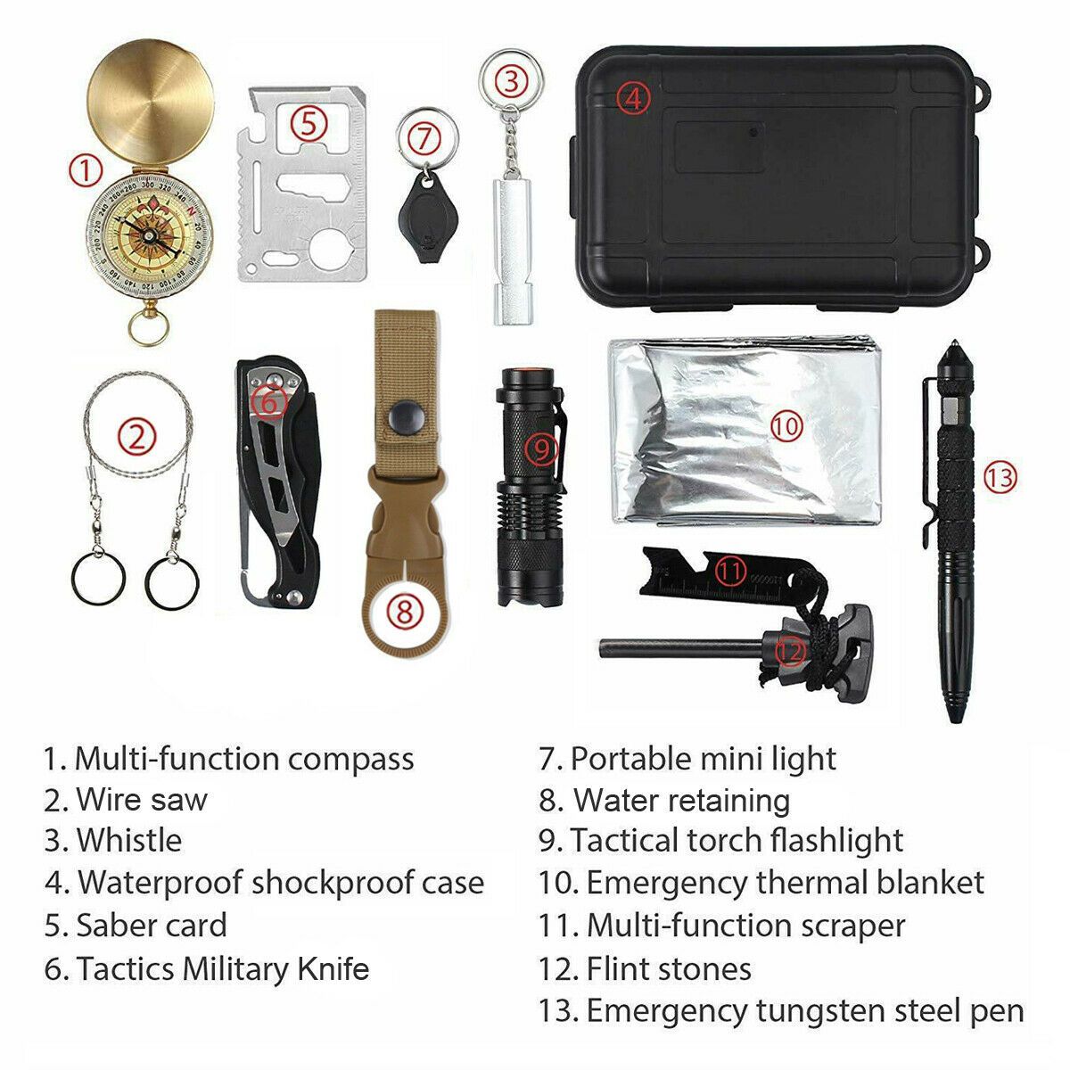 All-in-One Outdoor Adventure Toolkit with Compact Case - 14 Pcs